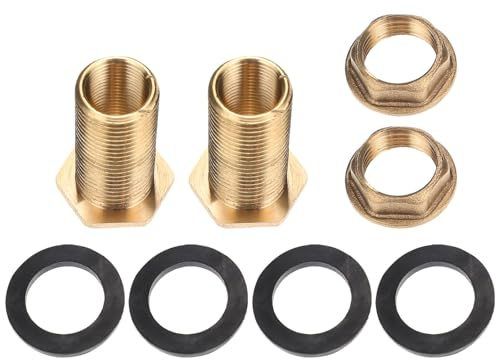 Homoyoyo Racor de Mamparo de Latón 1/2 Pulgada Rosca Hembra 3/8 Pulgada y Macho Adaptador para Tanque de Agua 2 Juntas Tóricas Conexión Resistente para Depósitos y de Agua