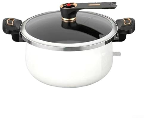 UrbanHui Large Capacity Cooking Pot Family Size Iron Cooker for Gas and Induction Double Ear Handle Easy Clean for Steaming Stewing Boiling(7L white)
