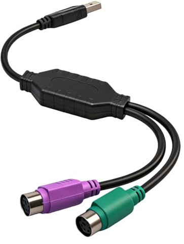 PS2 auf USB Adapter mit 2 PS2-Kupplung für Tastatur Maus PS2 USB Y Kabel Aktiv mit Integriertem IC für KVM Switch PC Keyboard Eingabegeräte mit PS 2 Stecker Büro Industrie