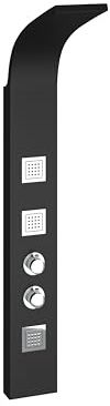 Flode Luna Thermostatic Shower Panel - Matt Black - Stainless Steel - with 3 Inset Body Jets - Wall Mount - Rain Shower Head