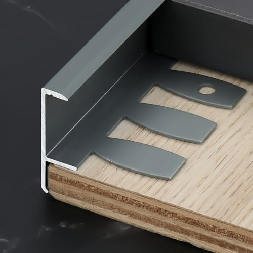 Coayuou Baguette D Angle en F 90cm* 3 Pièces Profile Aluminium Carrelage Flexible Renovation Marche Escalier pour La Protection des Coins De Vos Meubles Et Constructions(Grey,12mm)
