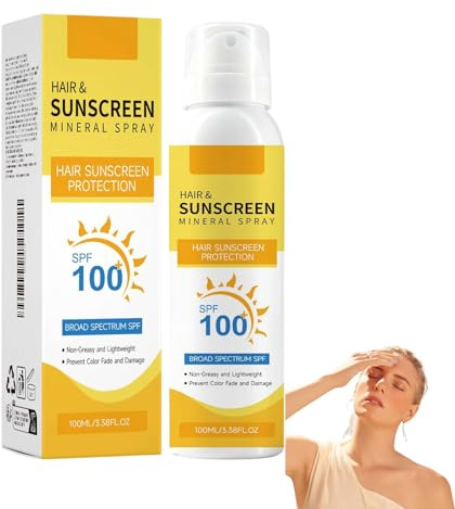 Spray Solaire SPF 30 pour Cheveux et Cuir Chevelu,non Gras,Protection UV empêche la décoloration le séchage,Spray minéral Haut de Gamme à Large Spectre,pour Chevelu Raie (1 pièce)
