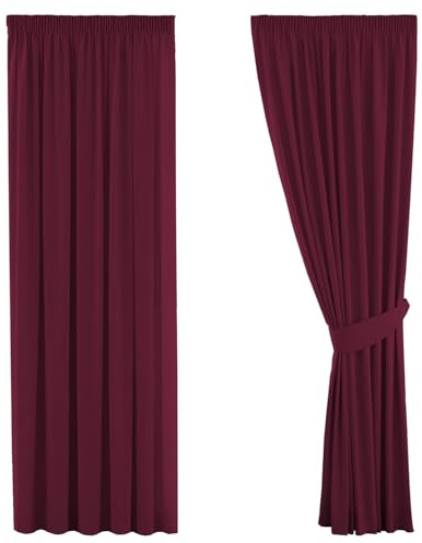 H.Versailtex Blackout Curtain, Opaque Curtain with Eyelets, 2 Pieces 245 cm x 130 cm (H x W), Set of 2, Fabric, Red-wine, 2 x H228 x B228(CM)
