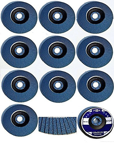 Lot de 20 compartiments Disques – Ø 125 mm – Grain 120 – Bleu/Inox à lamelles/disque abrasif ponçage Mop Assiette/compartiments