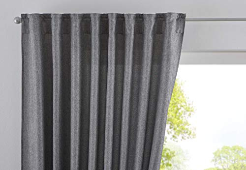 Vorhang Verdeckte Schlaufen Cationic »JENA« HxB 225x140 cm Grau Blickdicht Leinen Optik Gardine Meliert Gardinenband mit Raffhalter, 2019037