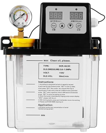 MXBAOHENG Automatic Lubricating Oil Pump 110V 2L Electromagnetic Lubrication CNC Oil Pump w/Pressure Gauge, Digital Numerical Control Punching Milling Machine Tool Lathe Oiler