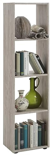 FMD furniture Bücherregal Raumteiler Ordnerregal mit 4 Fächern stehend oder liegend in Sandeiche für Wohnzimmer, Büro, Kinderzimmer
