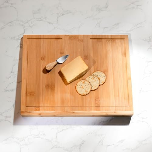 HomeZone Heavy Duty Large Wooden Chopping Board for Kitchen Meat Cutting Board Fruits Vegetables Cheese Bread Serving Boards Grazing Charcuterie Boards Christmas & Housewarming Gifts