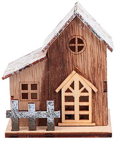 TOYANDONA LED Weihnachtshaus mit Beleuchtung Weihnachten Holzanhänger Holz Christbaumschmuck Weihnachtsbaum Anhänger Winterdorf Haus Weihnachtsdorf Holzhaus Beleuchtet Deko