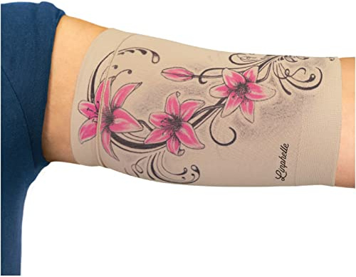 Linphelle Picc Line Mikrofaser Coverpicc - Armkatheter-Abdeckband aus atmungsaktivem Design-Gewebe, Arm Sleeve ideal für PICCs, Blutzuckermessgerät und Tattoo-Abdeckung, Hibiskus, Größe L
