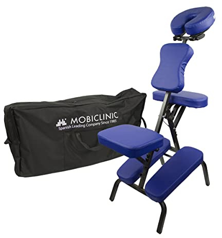 Mobiclinic, Fauteuil de Massage, Pliable, Réglable, avec Sac Transport, Supporte jusqu'à 250 kg, Polyvalent, pour Le Tatouage, La physiothérapie ou l'esthétique, Appui-tête, Leu.