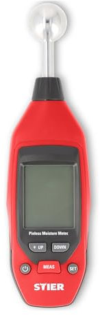 STIER Feuchtigkeitsmessgerät, bis 40 mm Tiefe, Messbereich 0-100, LCD-Display, praktische Alarm- & Hold-Funktionen, batteriebetrieben, Off-Modus nach 30 Sekunden Nichtnutzung