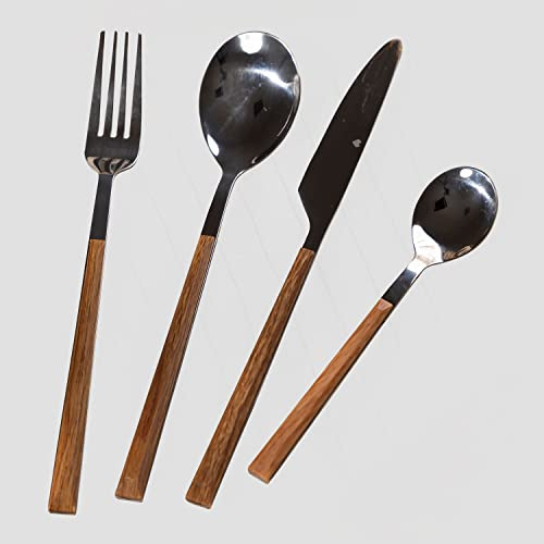 SKLUM Couverts Effet Bois 16 pièces Priya -