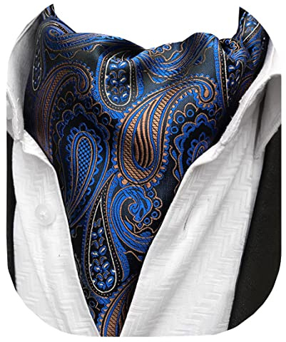 Beaface Herren Krawatte Paisley Floral Jacquard Gewebt Ascot Krawatte Hochzeit Business Party Casual, Blaues Paisley, Einheitsgröße