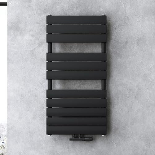 doporro Scaldasalviette da Parete per Bagno 100x60 cm, Radiatore Termoarredo Piatto in Acciaio ad Acqua Calda, Attacco Basso Centrale, Colore Antracite