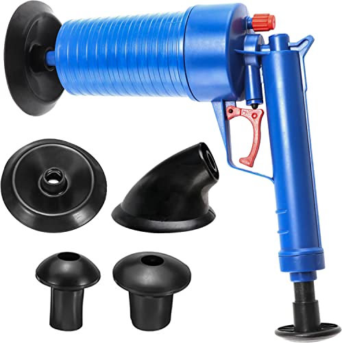 Retoo Nettoyeur Canalisations Haute Pression Pistolet Air Comprimé Outil Débouchage 3.5 BAR Sans Produits Chimiques 4 Embouts Inclus
