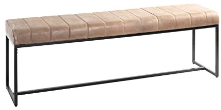 HAKU Bank braun, schwarz, Echt Leder, Metall - Maße: B 150 cm x H 48 cm x T 38 cm, Style: Industrial