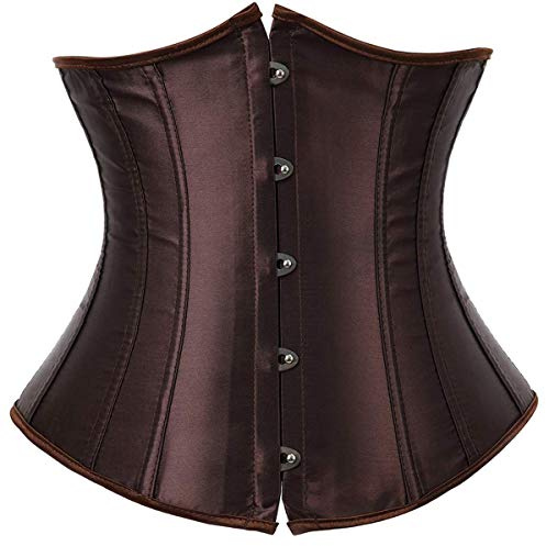 Jutrisujo Unterbrust Korsett Damen Braun Top Underboob Corset Unterbrustcorsage Gothic Burlesque Vintage Große Größen XS
