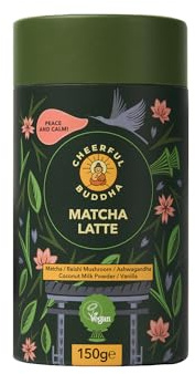 Cheerful Buddha Superfood Matcha Latte - A Delicious Coffee Alternative | Boosted with superfoods |Less Jitters | No Sugar | 150g