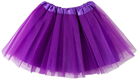 Jastore Girl Tutu Skirt 4 Layers Tulle Tutus for Little Girls Fluffy Ballet Dress Up for Toddler Kids Children for Party (Satin-Purple)