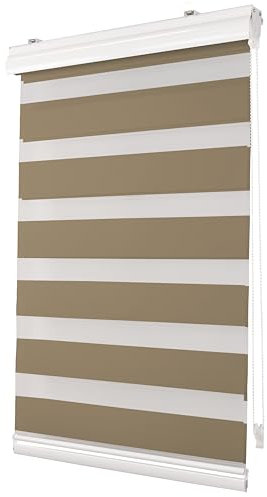 Deco4Me Premium Klemmfix Doppelrollo mit Kassette (Taupe, 140 x 150 cm) - lichtdurchlässig & Blickdicht - Duo Vario Rollo für Fenster ohne Bohren (Stoffbreite 136 cm)