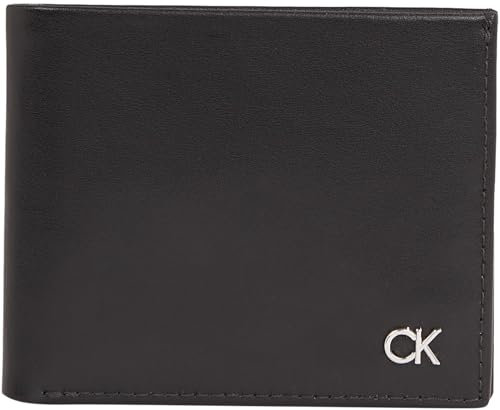 Calvin Klein Herren Geldbeutel Metal Ck Bifold mit RFID, Schwarz (Ck Black), Einheitsgröße