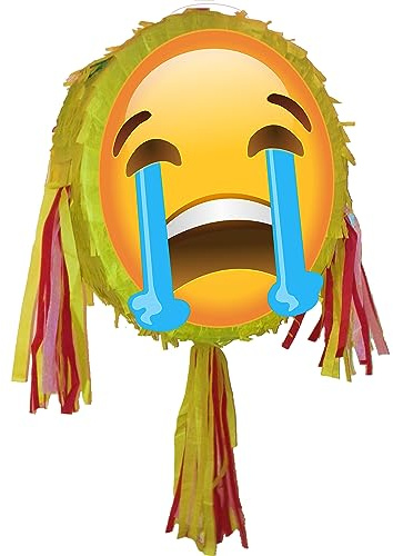 Weinende Emoji-Pinata mit Stab