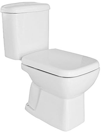 Vaso monoblocco tradizionale con cassetta in ceramica e scarico a terra, copriwc originale in termoindurente, GINEVRA