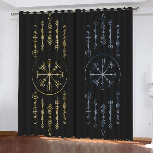 WIKINGER Gardinen mit ösen 2er Set B 110 X H 95 cm Vorhang Blickdicht Kälteschutz Schallschutz Verdunkelung Wärmeisolierende Vorhänge für Wohnzimmer Schlafzimmer