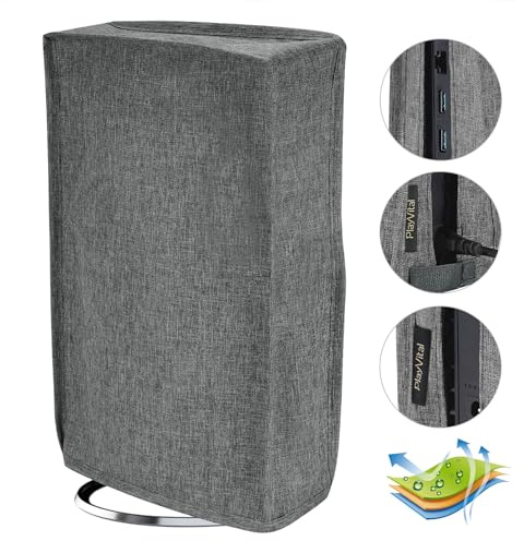 playvital Funda Antipolvo Vertical para ps5 Slim Disc Consola | Impermeable, Resistente al Polvo, Cobertura Completa, Protección contra Arañazos, Fácil de Colocar, Gris