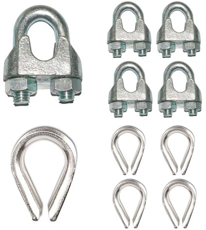 M5 Morsetti per Fune Metallica, Morsetti Serracavo in Acciaio Inox, Cavo morsetti in Acciaio Zincato, Clip Cavo per Fune Metallica, Fune Metallica Clip, Morsetti Cavo Acciaio, 10 Pezzi