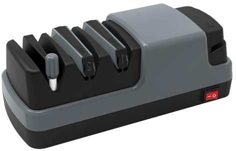 Affila Coltelli Elettrico, 4 in 1 Affila Coltelli, Con Abrasivi Diamantati Al 100% E Guide Angolari Di Precisione Affila Coltelli Elettrico Professionale,Gray