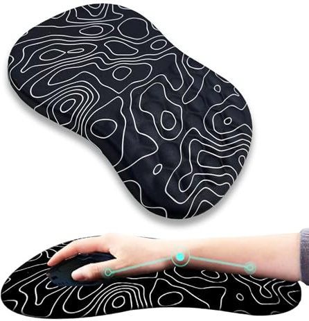 Tapis de souris ergonomique avec repose-poignet, design massant, pour soulager les douleurs du canal carpien, mousse à mémoire de forme, antidérapant, massage incliné (contour topographique)