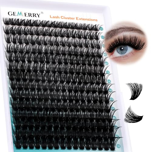 GEMERRY Wimpern Extension 100D DIY Clusterwimpern 0.07 D Curl 10-18mm | Cluster Lashes Wimpernbüschel zu Hause (100D-0.07D-10-18mm)