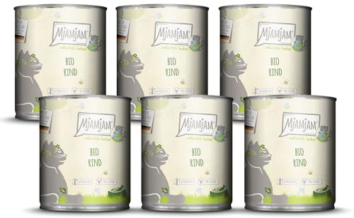 MjAMjAM - Nourriture Humide Premium pour Chats - naturellement délicieux - Bio Bœuf, Paquet de 6 (6 x 800g), sans céréales avec Extra Viande