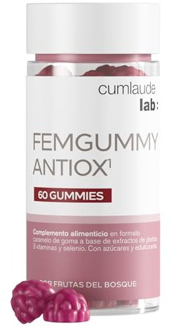 Cumlaude Lab - Femmgummy Antiox, Complemento Alimenticio que Ayuda a Regenerar y Mantener la Piel Sana, Antioxidante y Antiedad, con Coenzima Q10 y Vitamina C, Sabor Frutos del Bosque - 60 Gummies