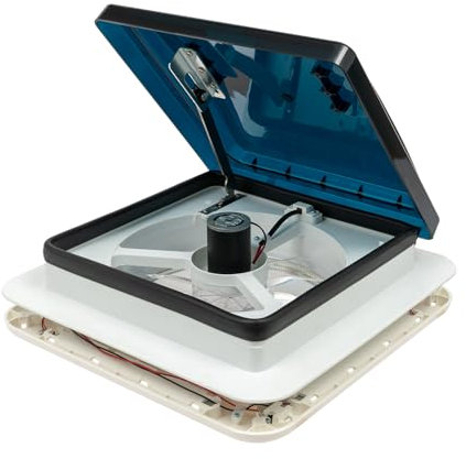 Tagtuell Ventilateur de toit RV - 12 V - Avec lumière LED - Réversible - Pour fenêtre de toit de camping-car, camping-car, forte puissance éolienne