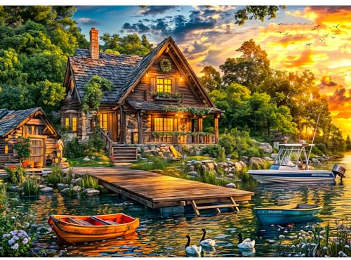 TangComplete - Puzzles 1000 Pieces for Adults jigsaw puzzles for adults 1000 Piece Puzzle Challenging Game for The Whole for Women, Gifts for Men, Theme: Holiday Cottages