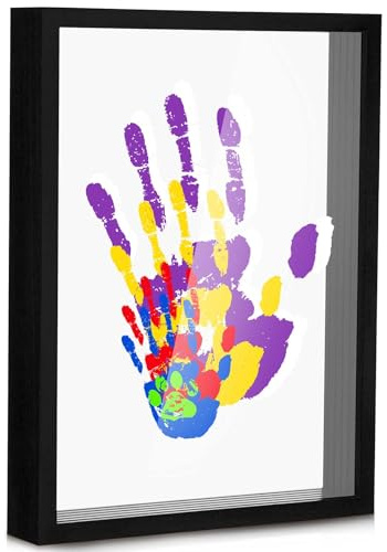 Suzile DIY Handprint Kit for New Parents - Mother's Day Father's Day Gifts,Baby Handprint Frame with 5 Acrylic Boards & 6 Colors Paint,Family Keepsake Craft for First-time Moms Dads(Black)