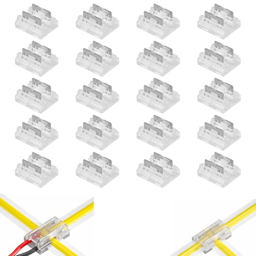 Wenxiaw 2 Polig LED Streifen 20 Stück COB/SMD LED Streifen Verbinder Transparent Eckverbinder Lötfreier