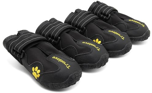 FANSU Hundeschuhe 4 Stück, Hundeschuhe Pfotenschutz Hunde Schuhe Outdoor Laufen Hundeschuhe Winter, Schuhe für Hunde Rutschfester für Kleine und Mittlere Hunde (XS(1#),Schwarz)