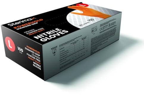 Sterimax Powerhold Heavy Duty Diamond Cut Powder Free Disposable Gloves Box of 100 (Large)
