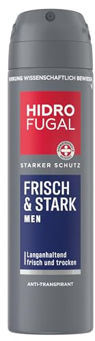 Hidrofugal MEN FRISCH & STARK Spray, Deospray mit starkem Antitranspirant Schutz, Deo für Männer mit erfrischendem Duft ohne Ethylalkohol (150 ml) (Packung mit 5)