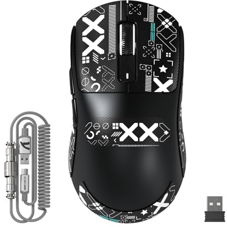 ATTACK SHARK X3MAX 49g Mouse SUPERLEGGERO, Sensore PixArt PAW3950, Fino a 420000 DPI, Optical Microswitches da 100M Clic, Mouse da Gioco Wireless/Cablato BT/2.4G con Cavo a Spirale, per PC/Xbox/Mac