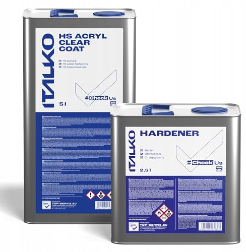 ITALKO 2K Klarlack Set HS 7,5L 2:1 mit Härter Acryl Klarlack Autolack Hochglanz wetterfest kratzfest für Auto Motorrad Lackierung Lack Klarlack-Set Lackierbedarf ink