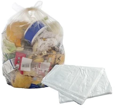 90L (18x29x39) Clear Transparent Strong Plastic Rubbish Waste Refuse Bags | (100 Sacks)