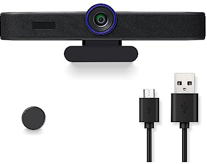 VXDEFP Webcam Cámara Web for PC HD1080P 60FPS Todo en uno con micrófonos y Altavoz Cámara Web Gran Angular de 108 ° for conferencias, transmisión en Vivo, grabación