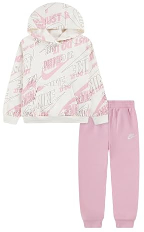Nike Ensemble de Survêtement pour Fille avec Capuche Weight Light Rose, rose/blanc, 5 ans