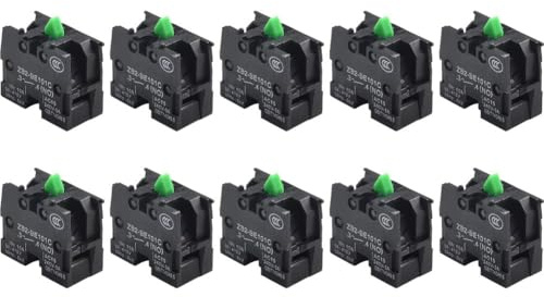 Opatiny Confezione da 10 interruttori a pulsante ZB2-BE101C NO e ZB2-BE102C 10A 600V montaggio a scatto per pannelli di controllo industriali in plastica e metallo