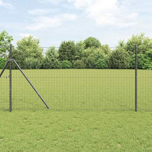 Postes de vallas de metal, 7 unidades, gris, diámetro de 32 mm, 170 cm, acero galvanizado, postes de metal para valla de pasto, valla de alambre, vallas de malla de alambre